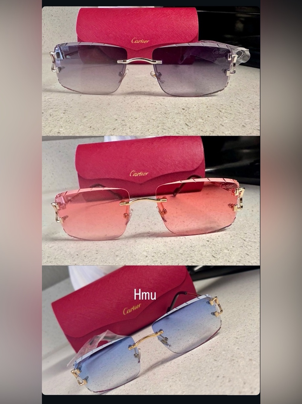 Cartier Pink Gradient Rimless Sunglasses